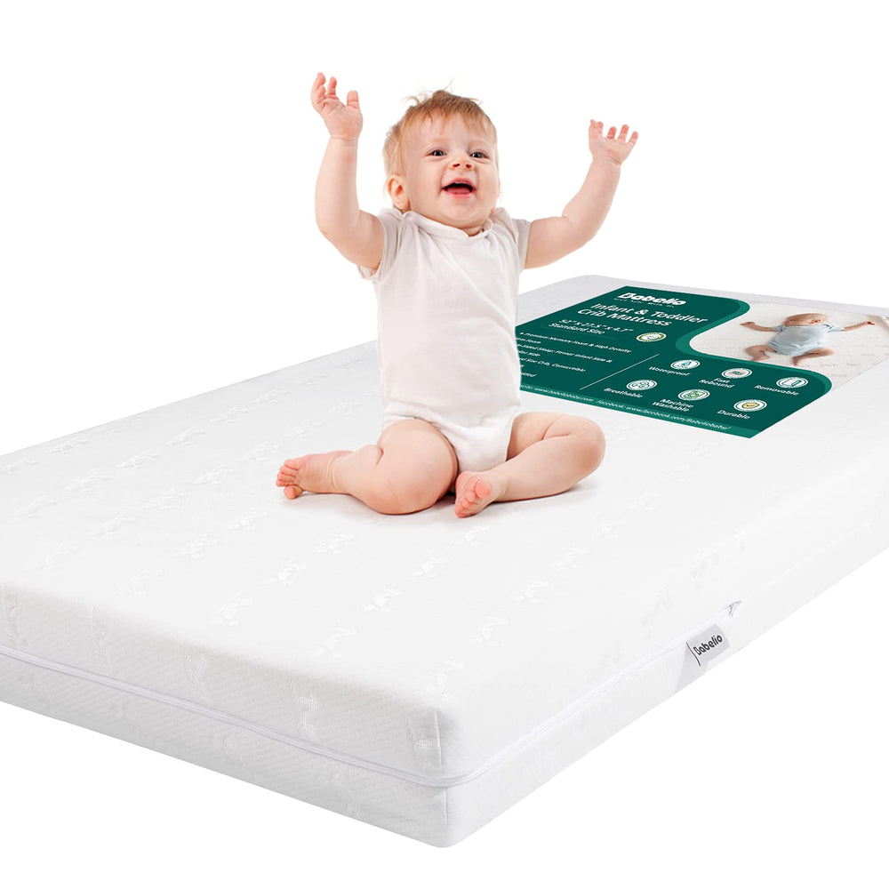BABELIO breathable crib mattress with foam layer delivers soft, breathable baby support.