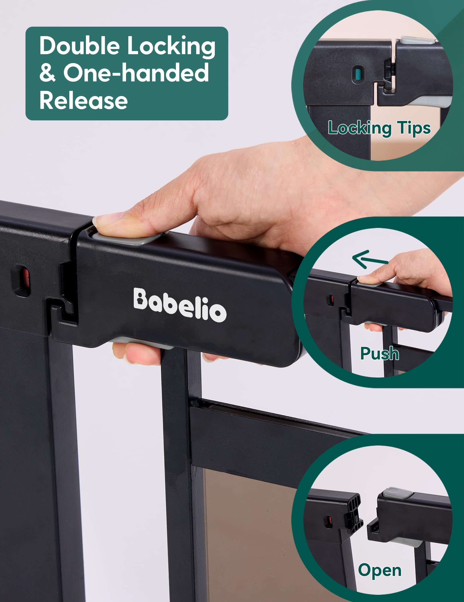 BABELIO Clear Baby Gate auto-close feature promotes safer doorways.
