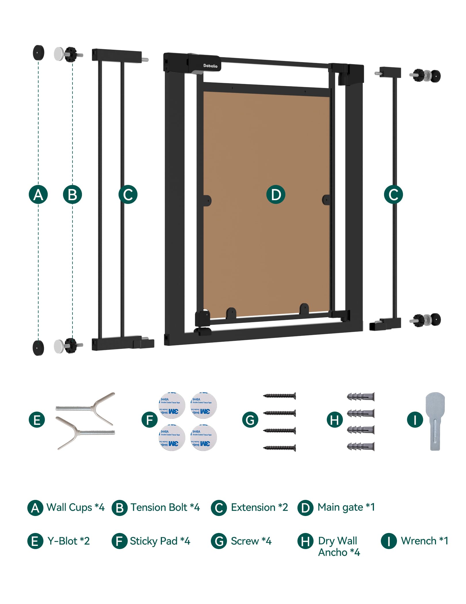BABELIO Clear Baby Gate fits up to 40 inches for flexible doorway coverage.