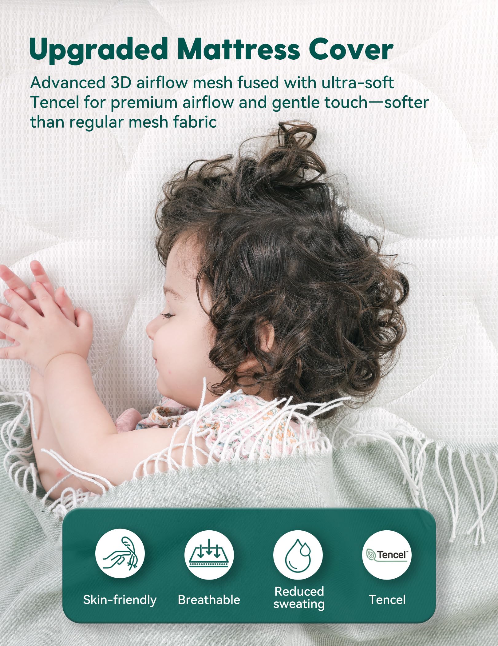 BABELIO standard 52x28 crib size fits most cribs and toddler beds