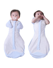BABELIO detachable sleeves swaddle in soft blue for easy transition to arms-up sleep