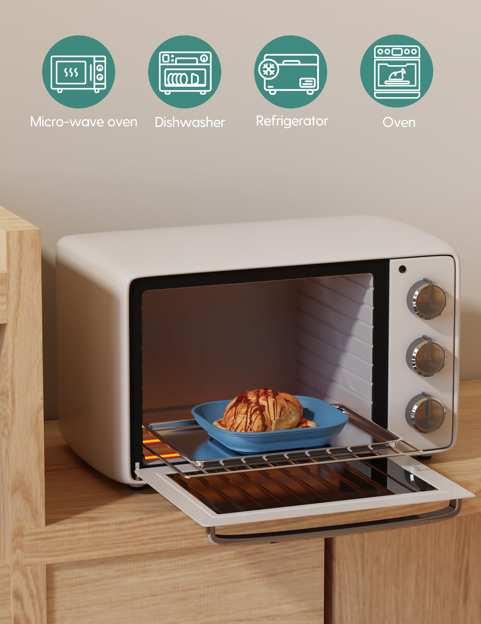 BABELIO plates are dishwasher, microwave, and oven safe for quick reheats.