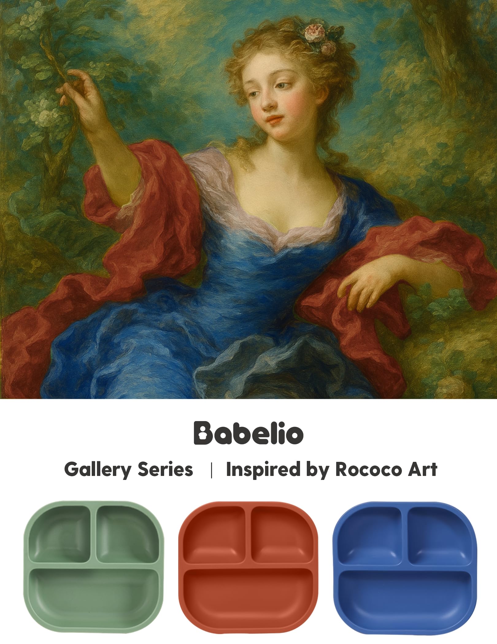 BABELIO divided-plate edges showing easy scooping design for toddlers.