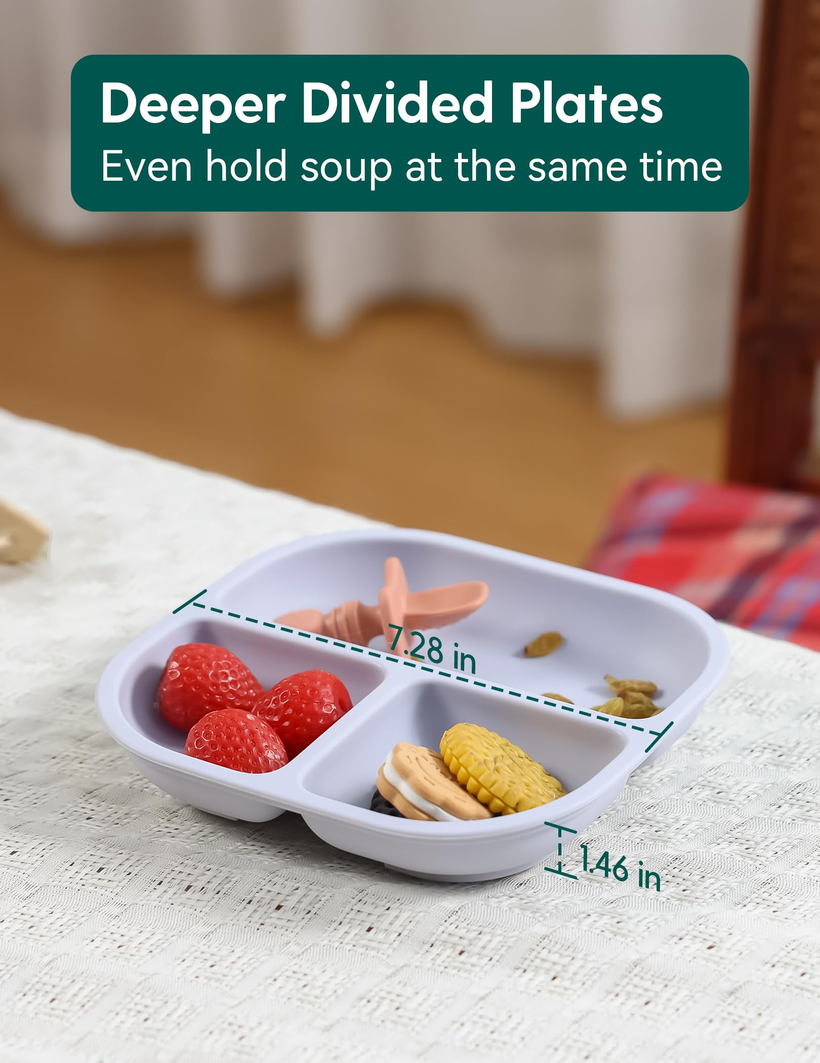 BABELIO divided plates stacked neatly to save space and travel easy.