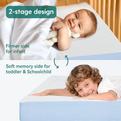 BABELIO dual-sided sleep design: grows with your child from infant to toddler.