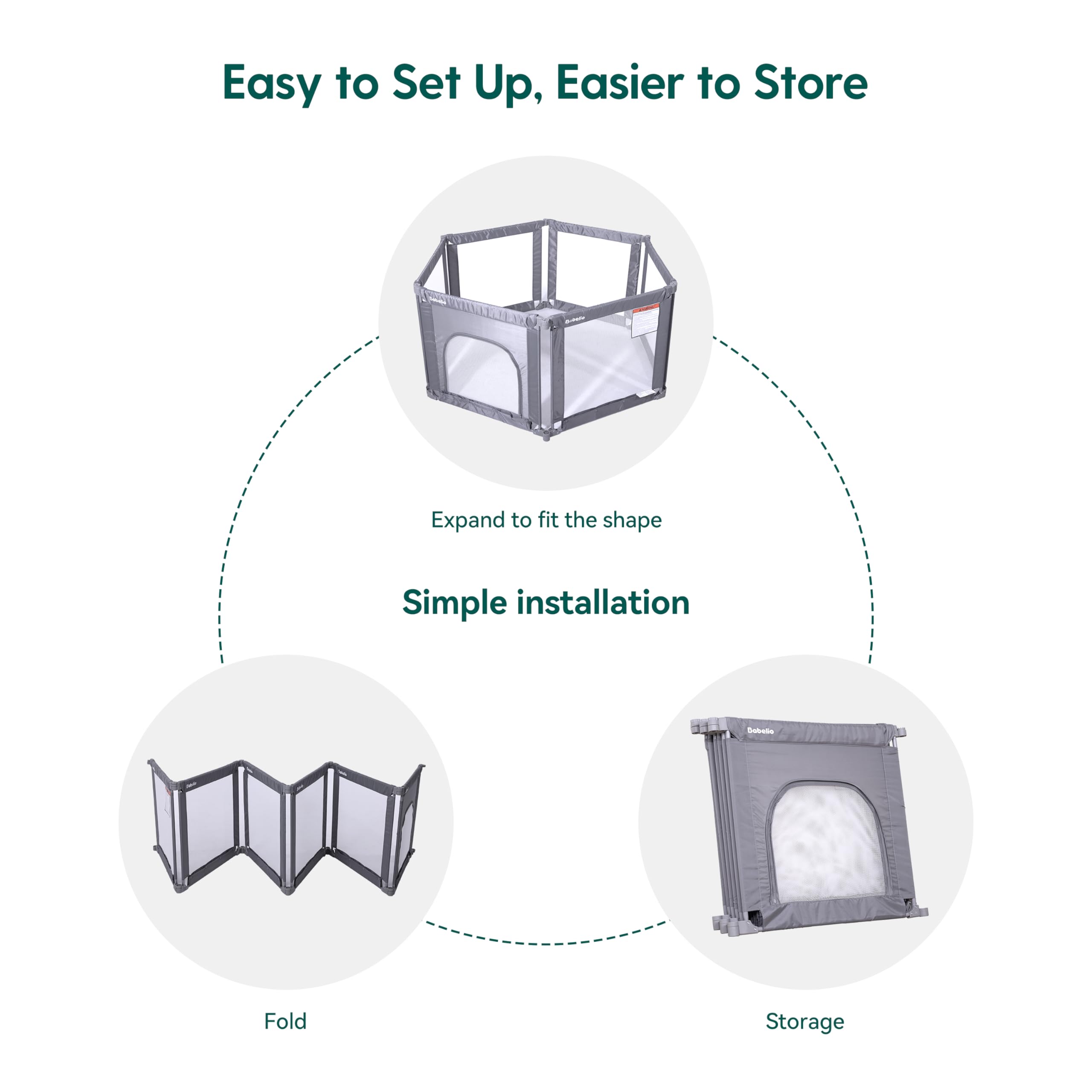 Babelio easy-fold design helps you set up or store the playard quickly.