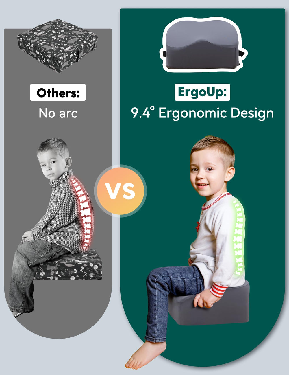 BABELIO Ergo dual-layer sponge closeup shows cushioned support for growing children.