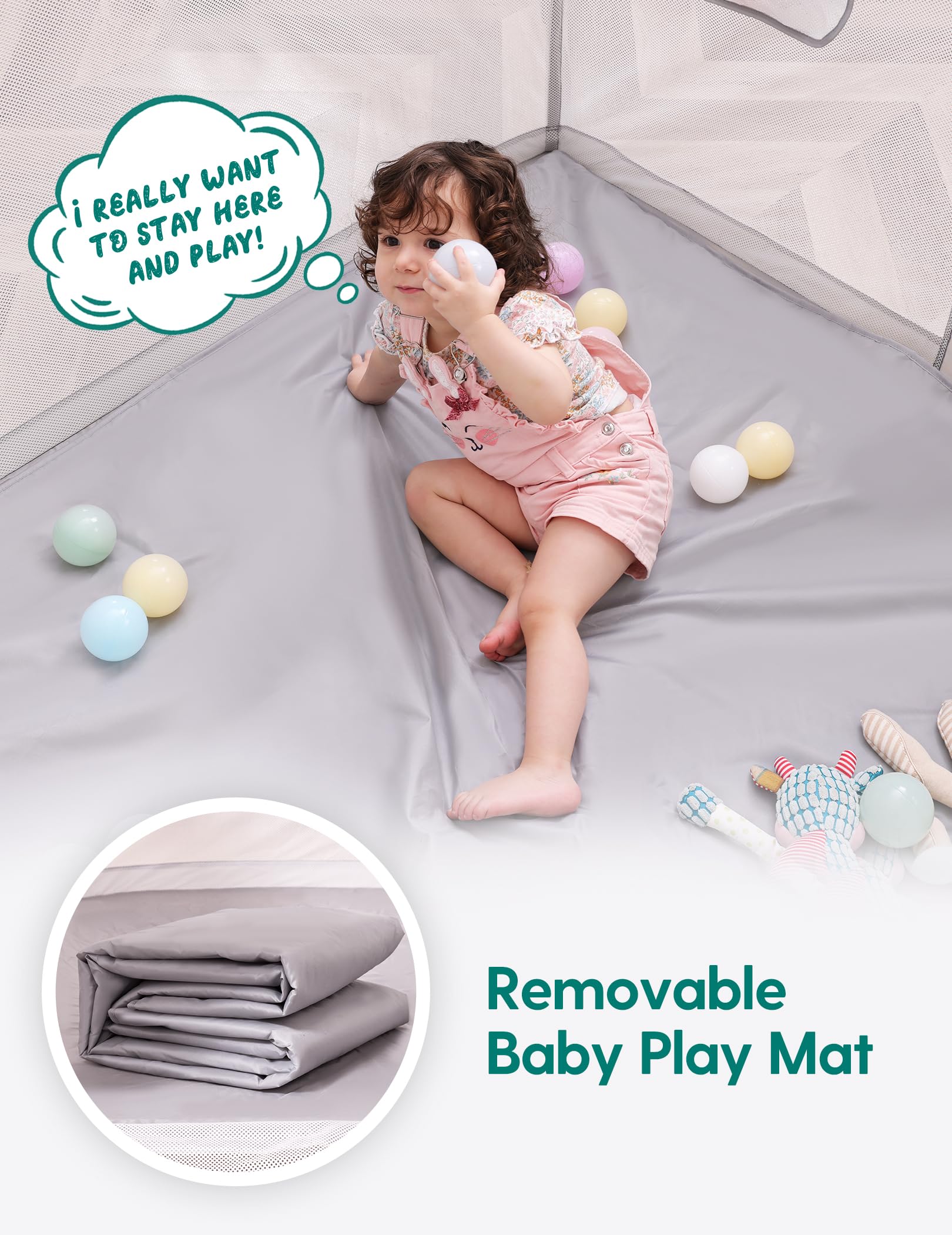 BABELIO Foldable Playpen 360 vision mesh keeps baby visible and you hands-free