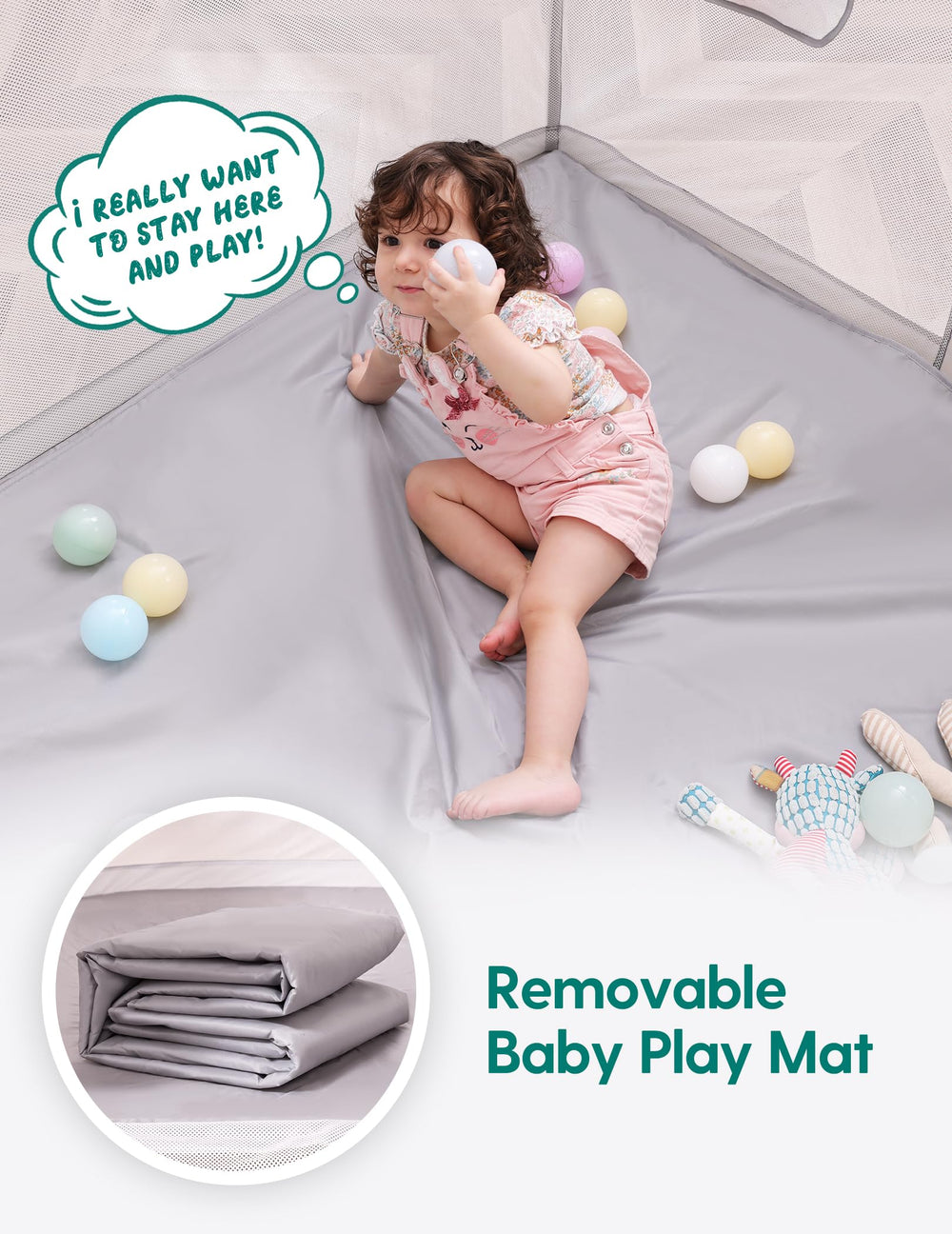 BABELIO Foldable Playpen 360 vision mesh keeps baby visible and you hands-free