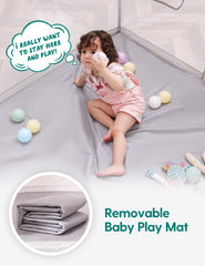 BABELIO Foldable Playpen 360 vision mesh keeps baby visible and you hands-free