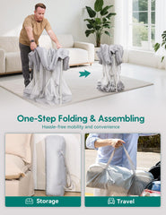 BABELIO Foldable Playpen detachable breathable mat enables easy cleaning and comfy play