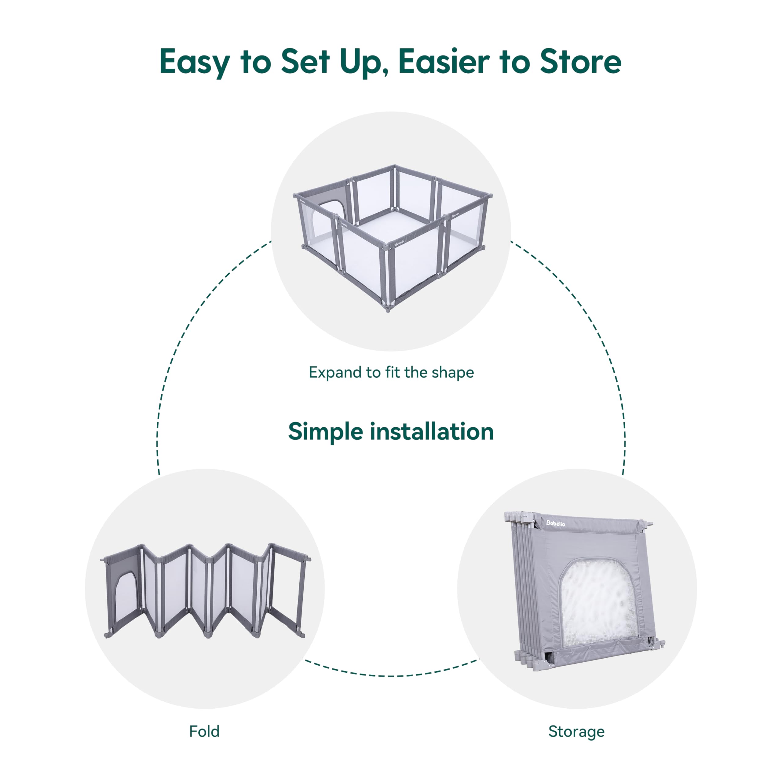 BABELIO Foldable Playpen wall-mount option helps block off kitchens or stairs.