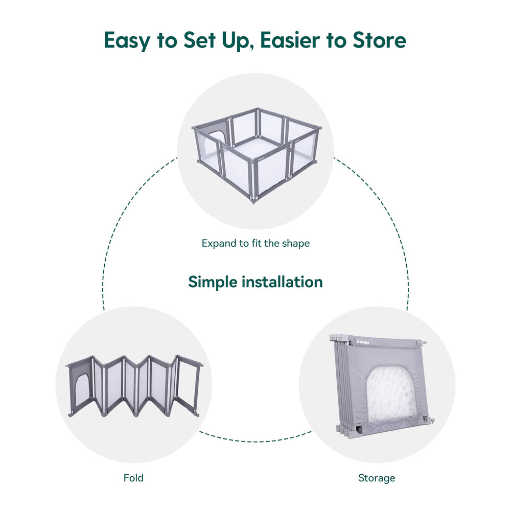 BABELIO Foldable Playpen wall-mount option helps block off kitchens or stairs.