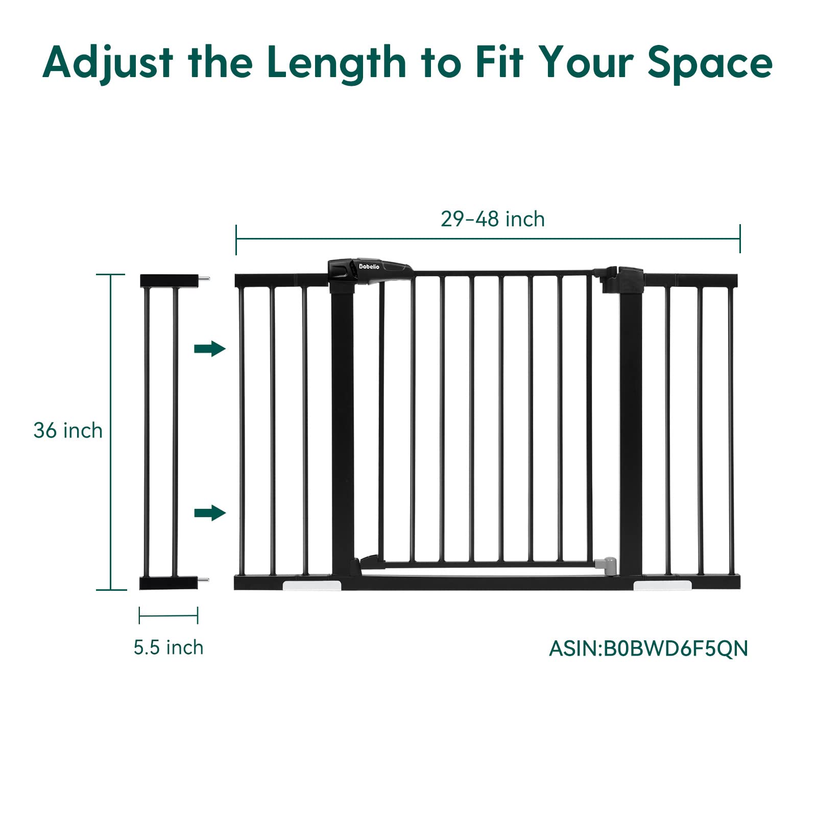 BABELIO gate extender 5-5inch installed on stairs enables safer pet passage