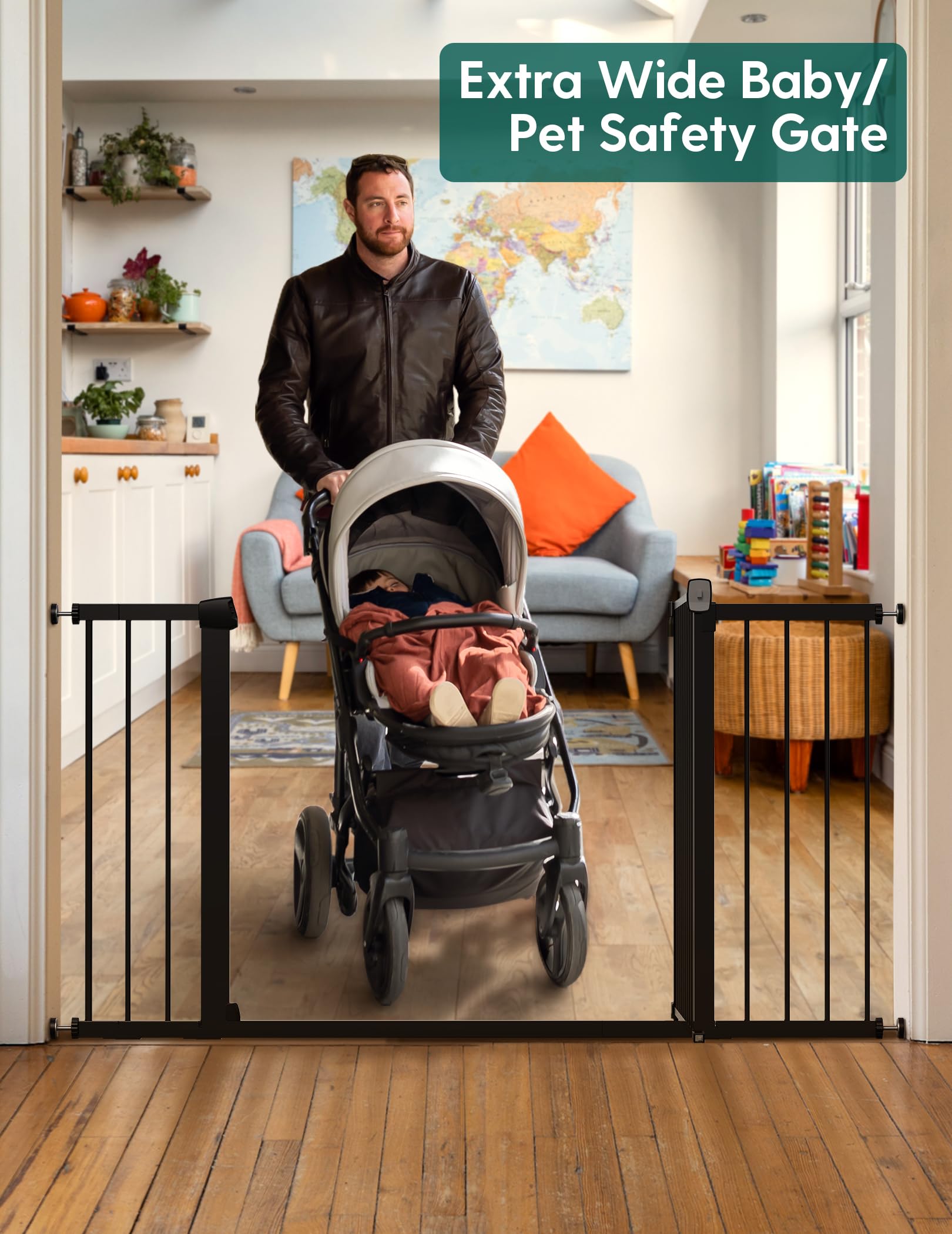 BABELIO gate-stairs-doorway-use depicts dependable safety for children and pets