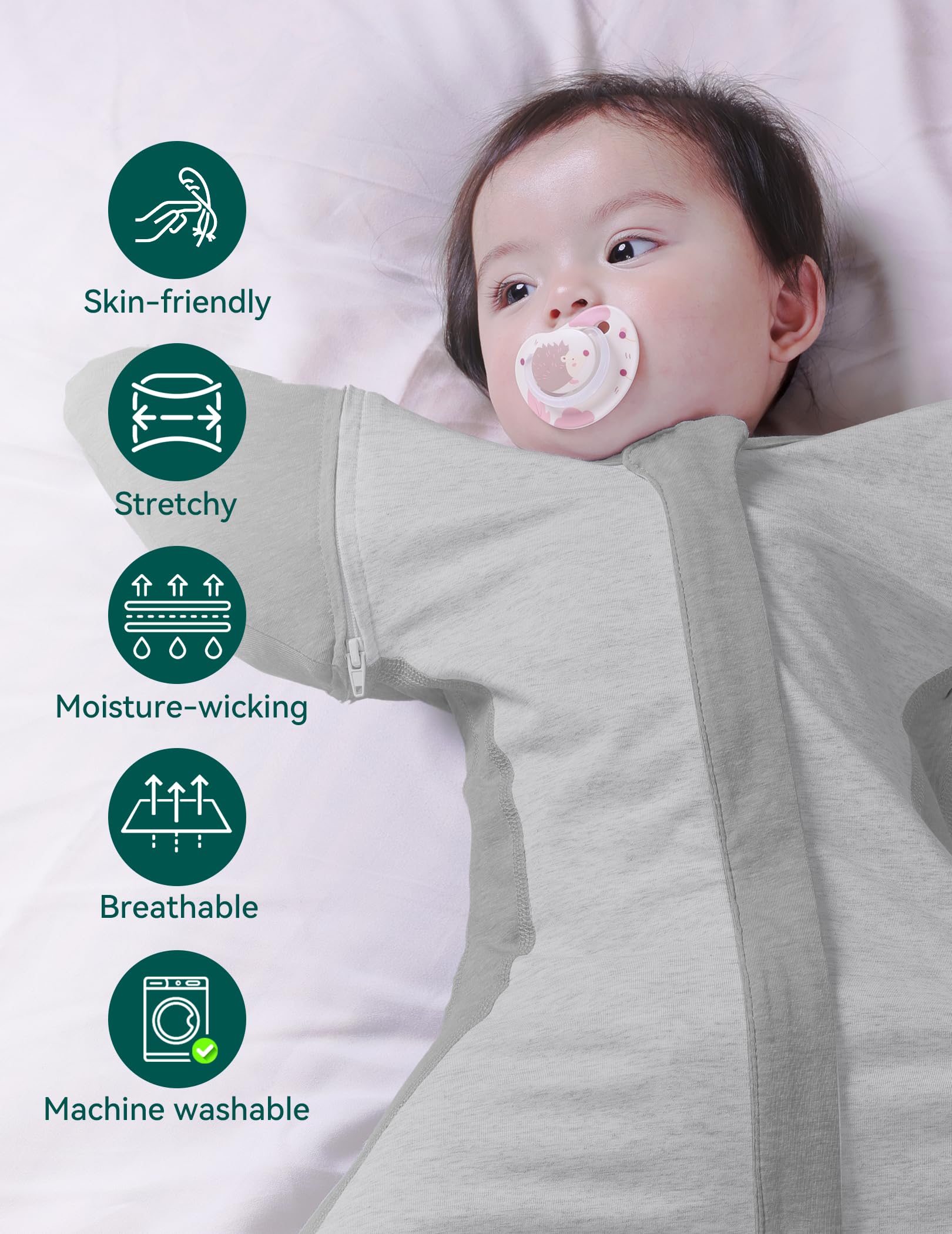 BABELIO hip-healthy ergonomic swaddle supports natural leg position