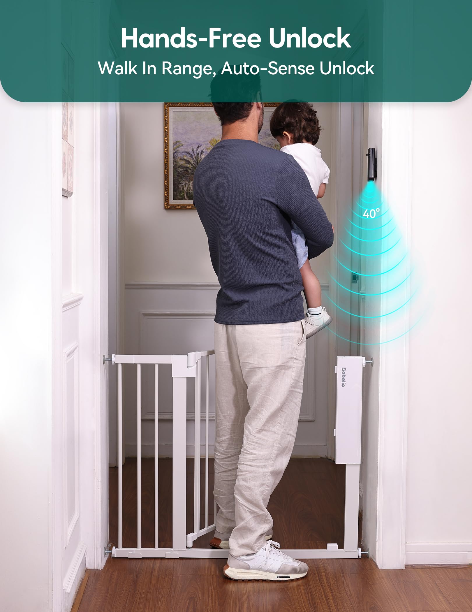 BABELIO infrared sensor detection shows seamless walk-through access for busy parents.