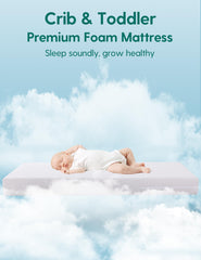 BABELIO memory foam crib mattress removable cover shows easy cleanup with zipper-access