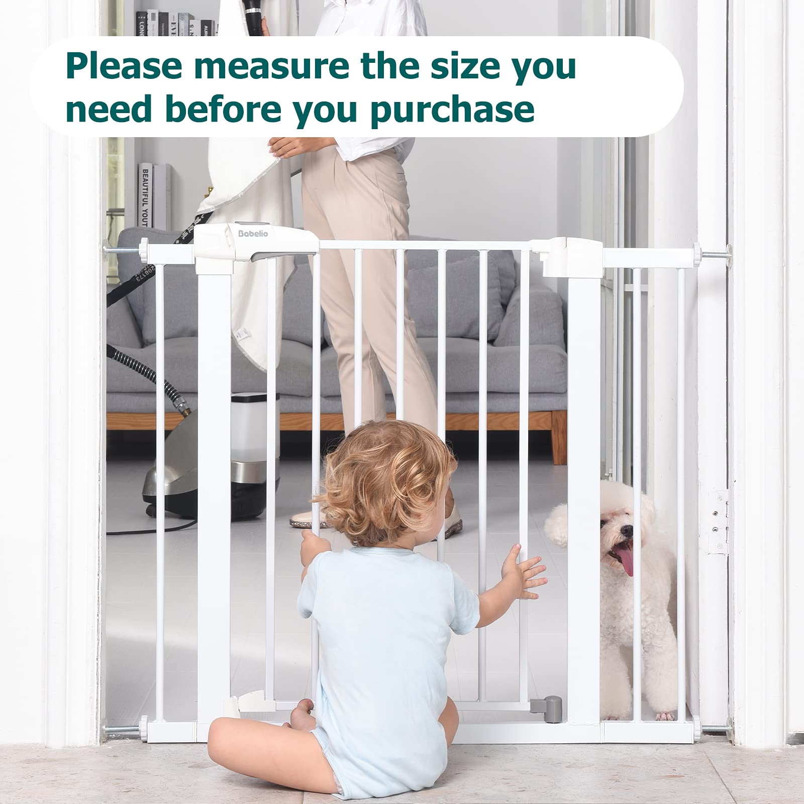 BABELIO metal baby gate extender doorway application highlights versatile use