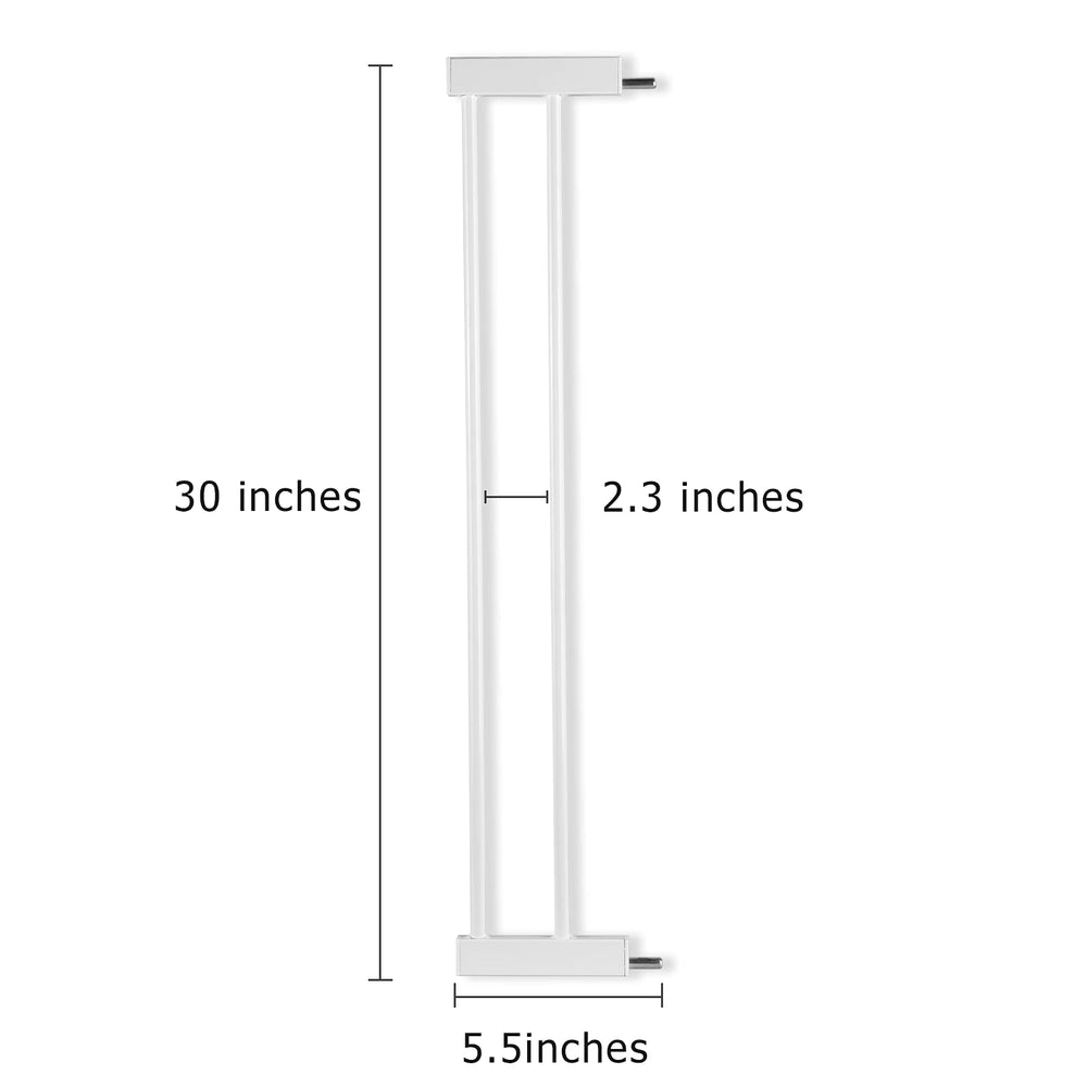 BABELIO metal baby gate extender installed on stairs demonstrates stability