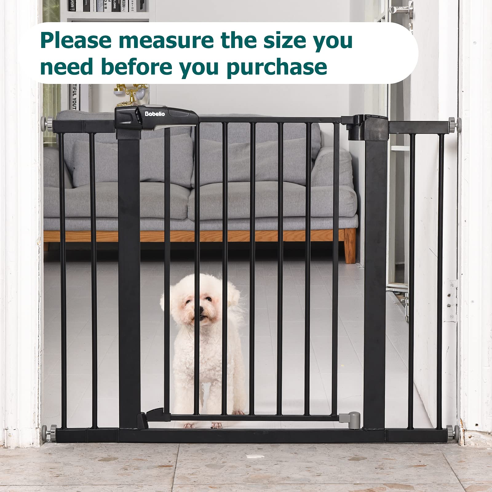 BABELIO metal gate front angle emphasizes compact design and durable finish