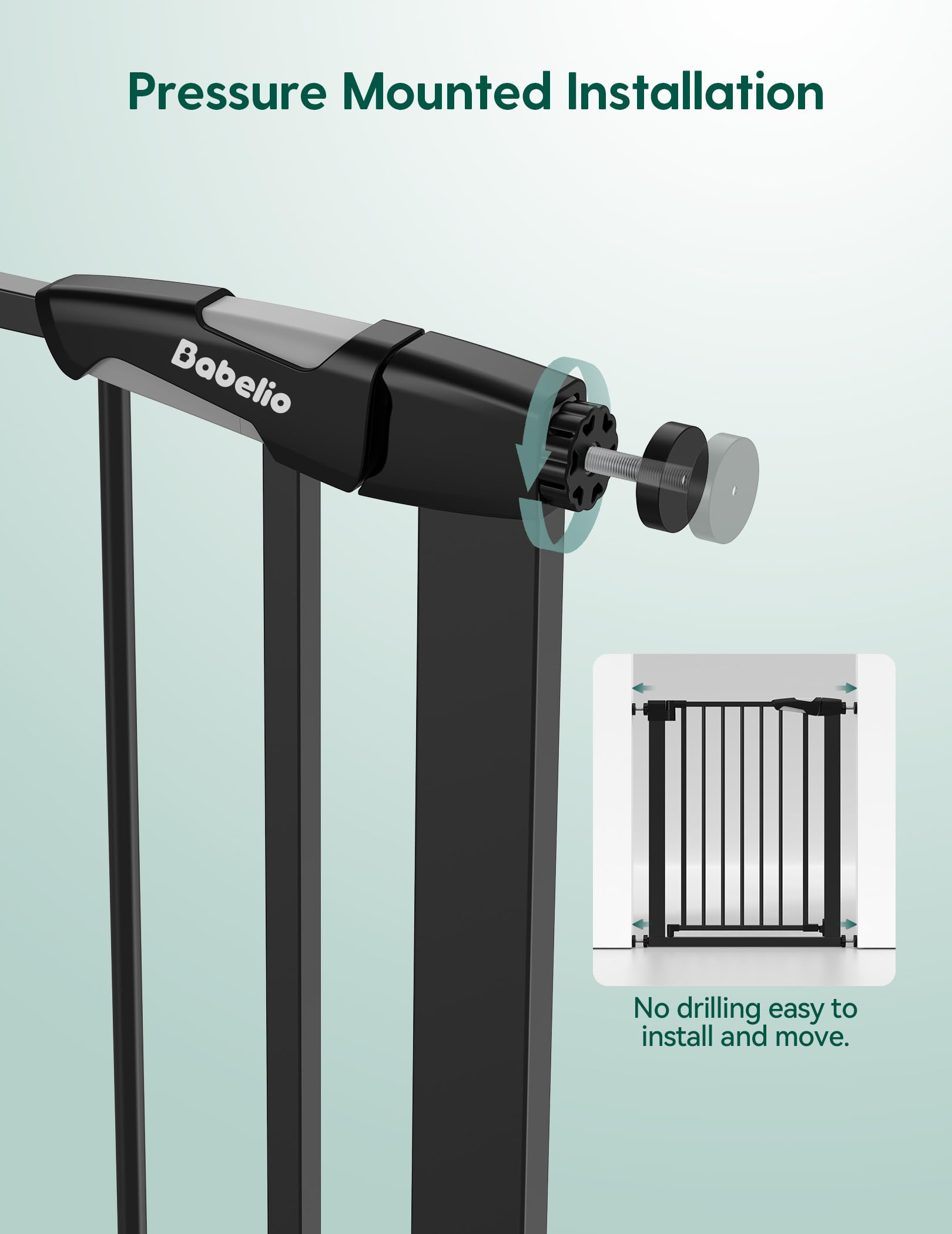 BABELIO narrow gate fits 26-28.5 inch openings for tight doorways.