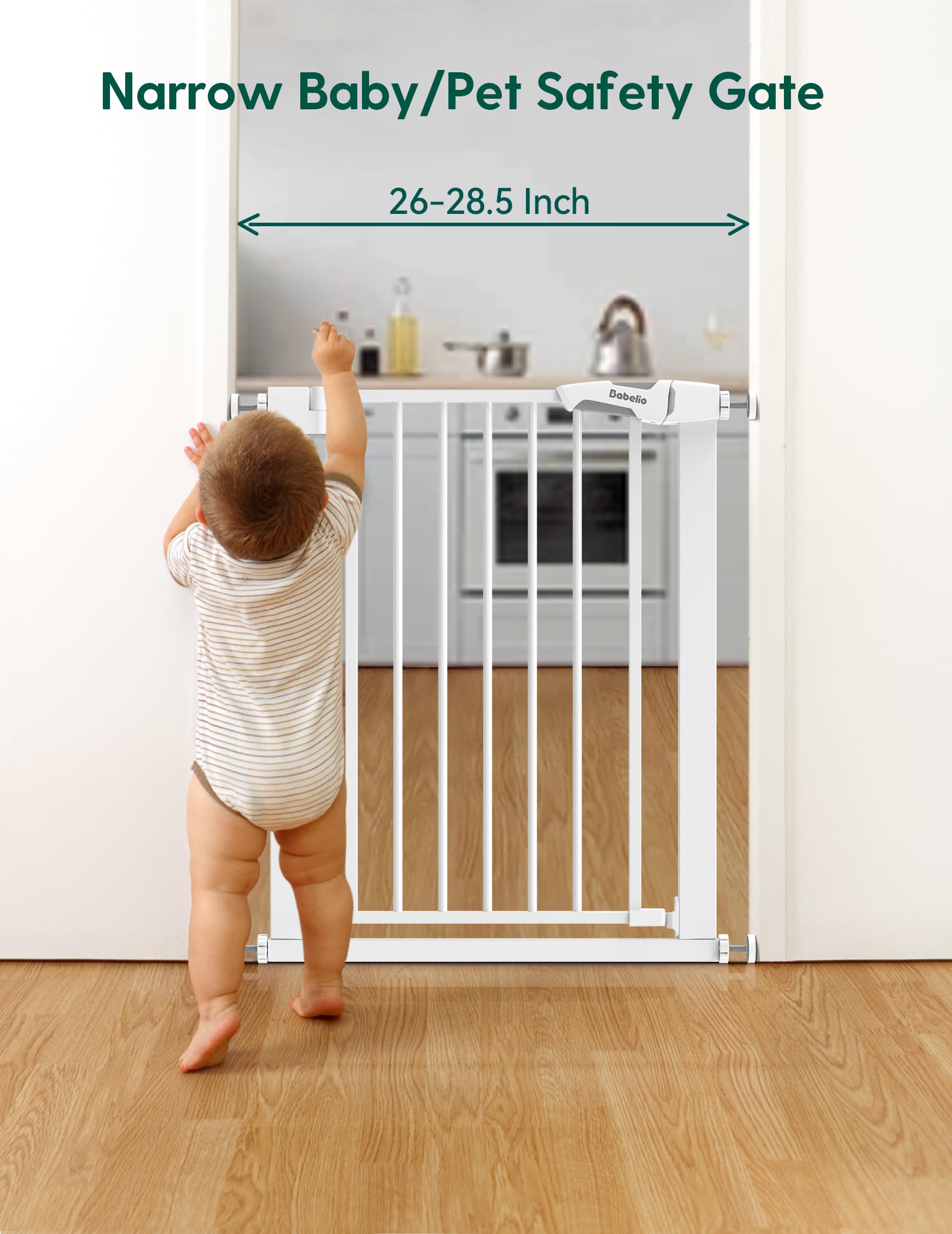 BABELIO narrow gate being installed in a doorway for quick setup