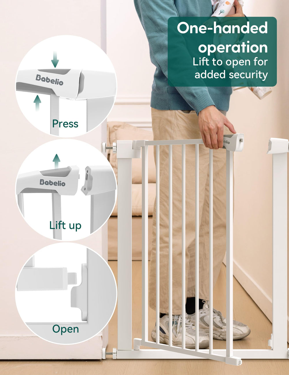 BABELIO narrow gate pressure-mounted installation without wall damage