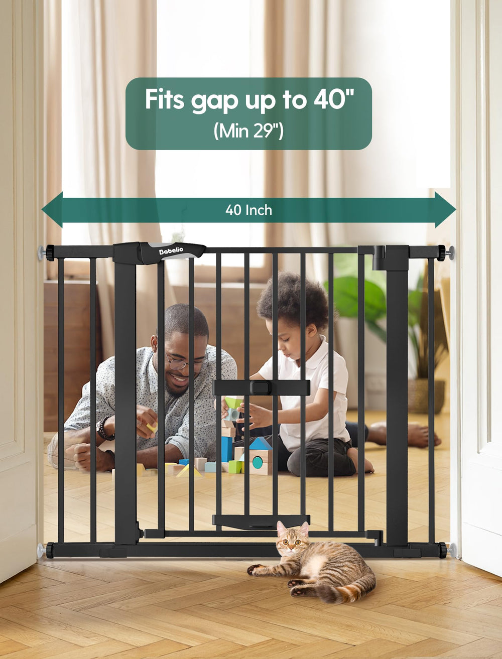 BABELIO New Version Baby Gate black finish fits modern interiors