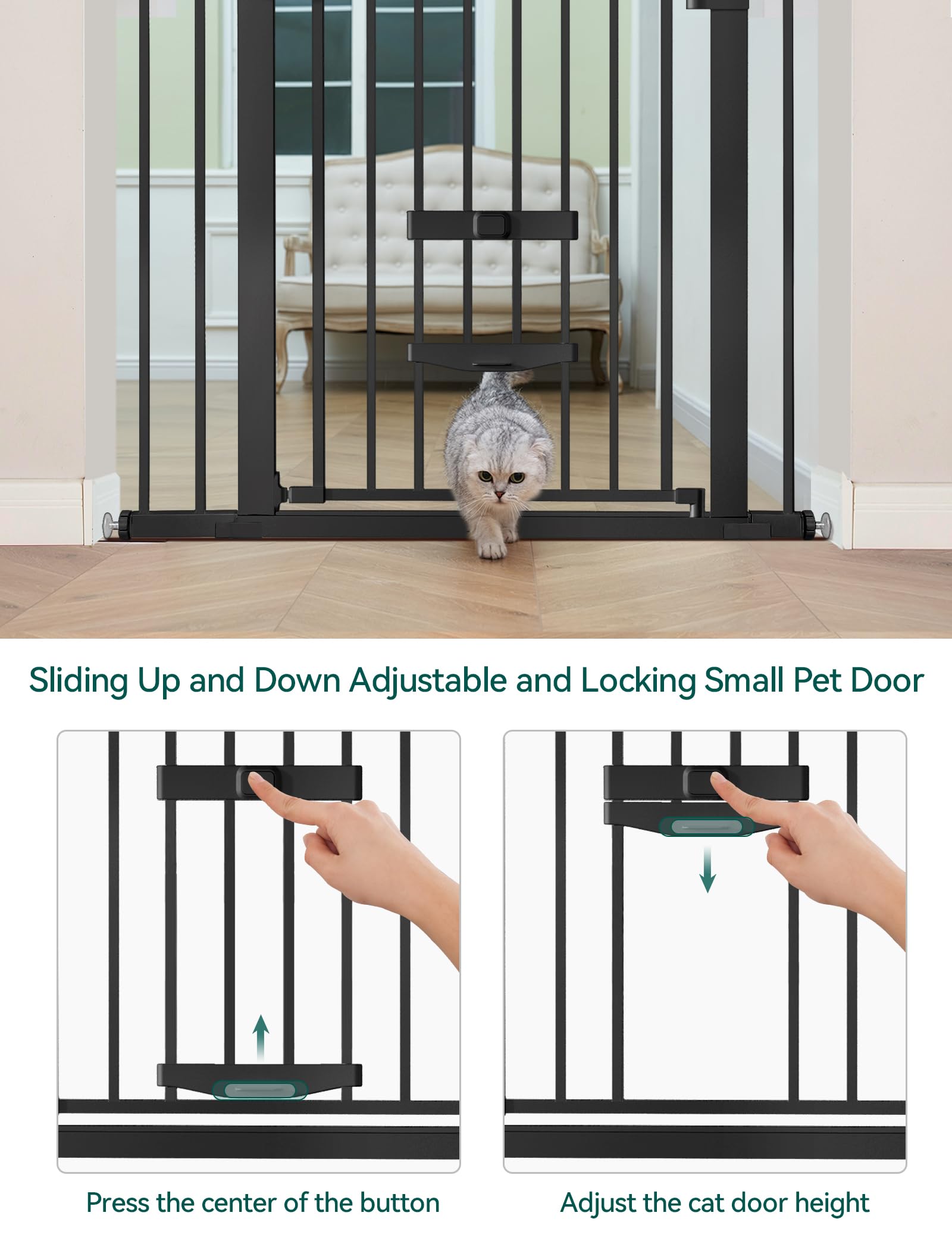 BABELIO New Version Baby Gate for stairs shows tool-free setup