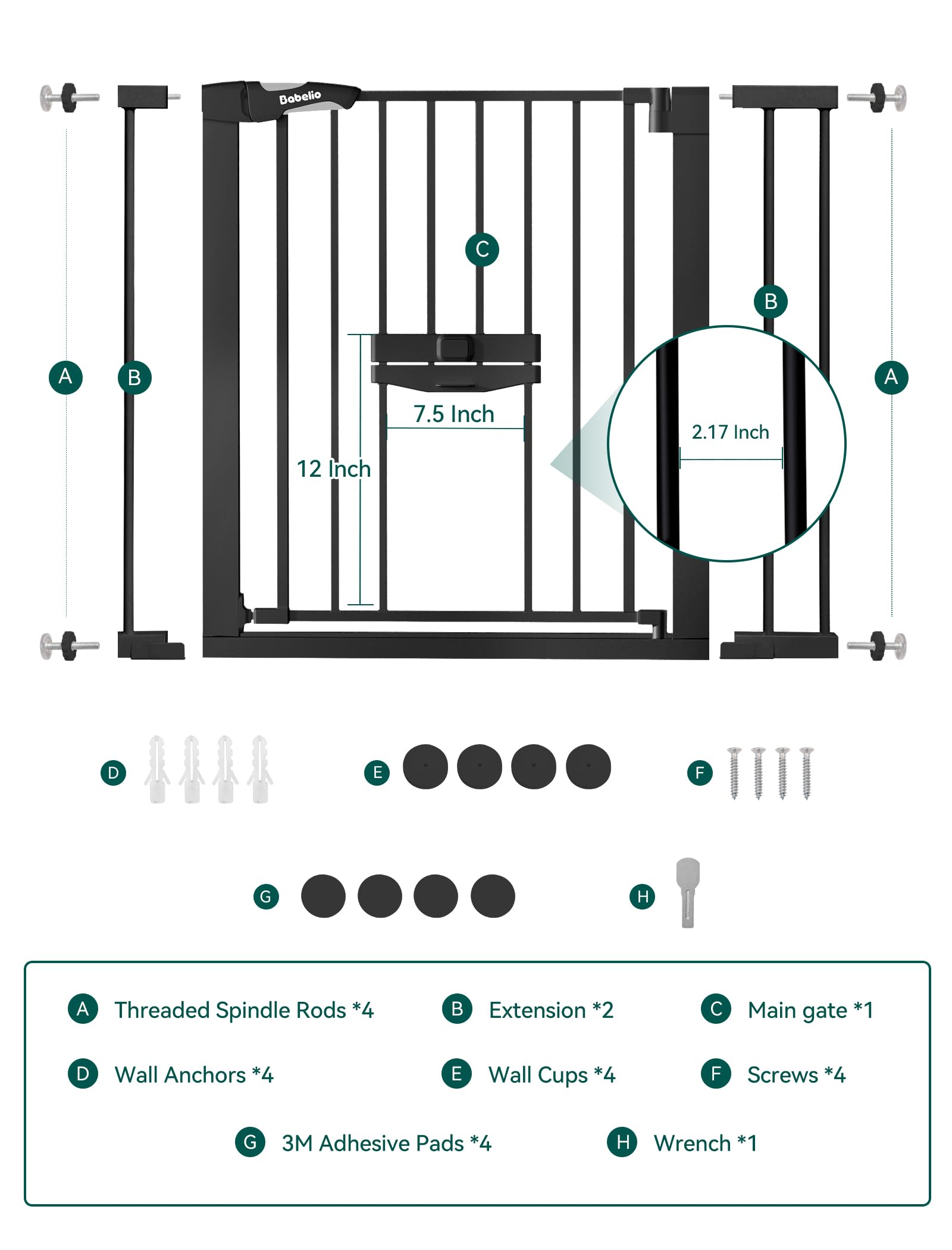 BABELIO New Version Baby Gate durable steel construction withstands heavy use