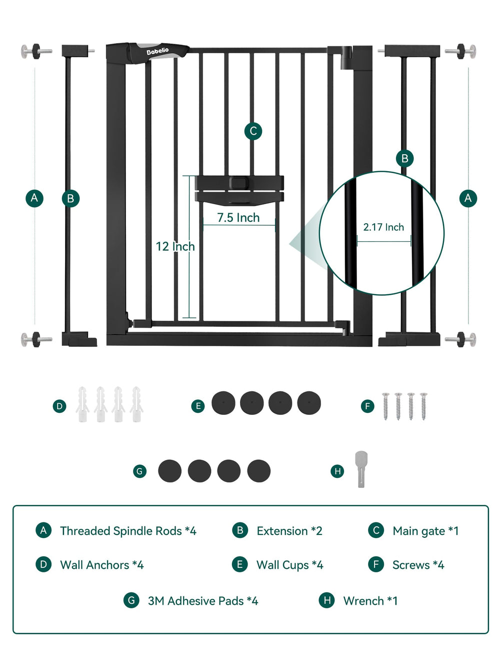 BABELIO New Version Baby Gate durable steel construction withstands heavy use
