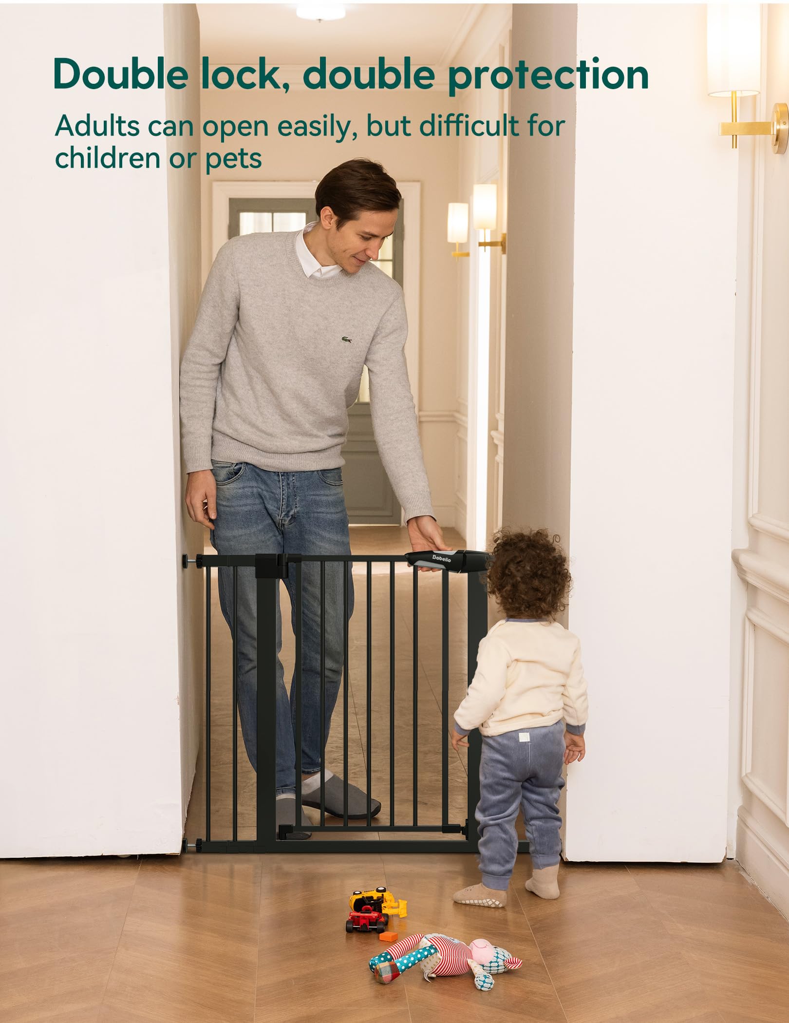 BABELIO PressGuard P7 extensions demonstrate wide-fit compatibility for doorways up to 48 inches.