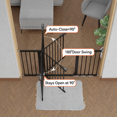 BABELIO pressure-mounted gate with wall protectors keeps walls safe during setup.
