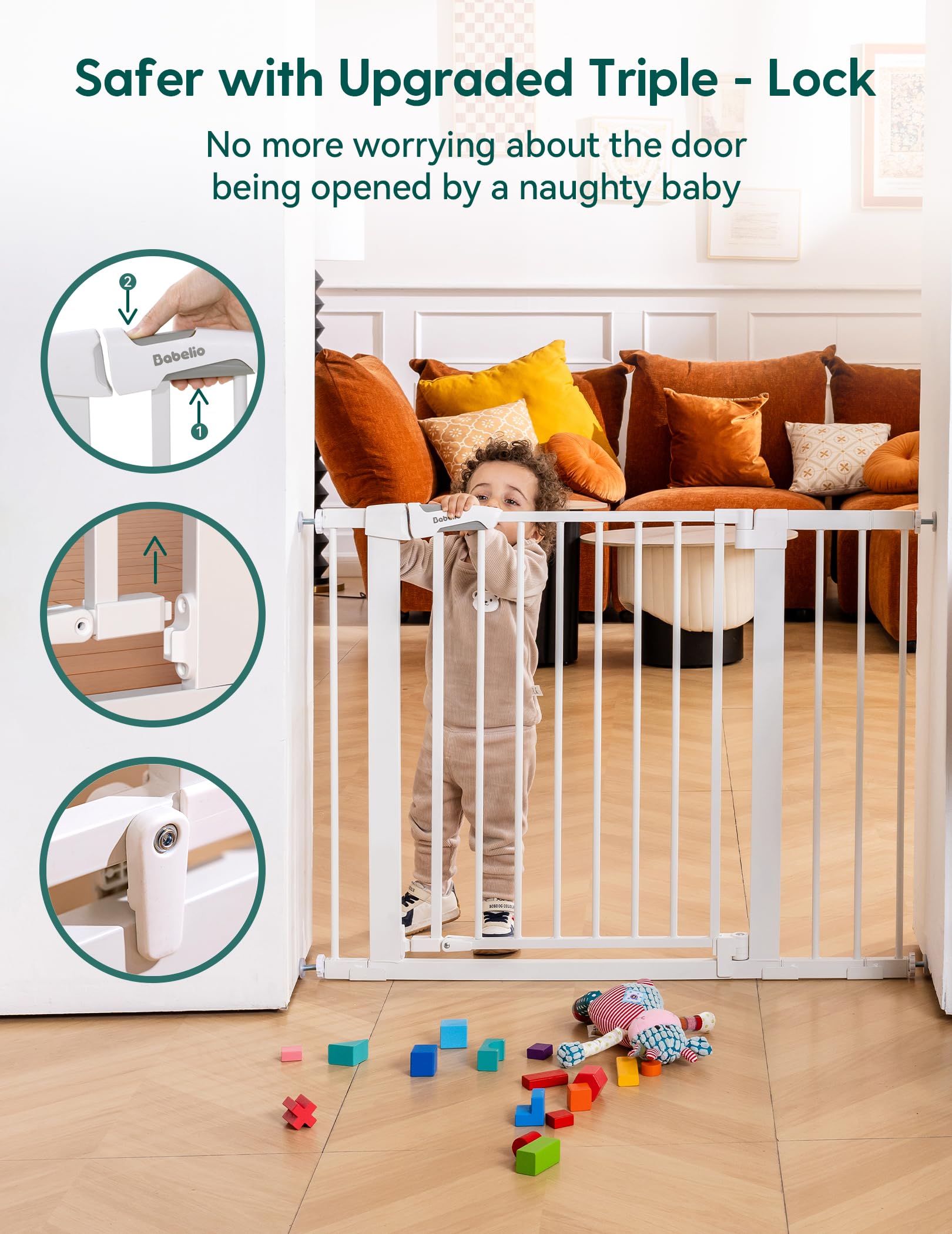 Babelio pressure-mounted installation protects walls and installs quickly.