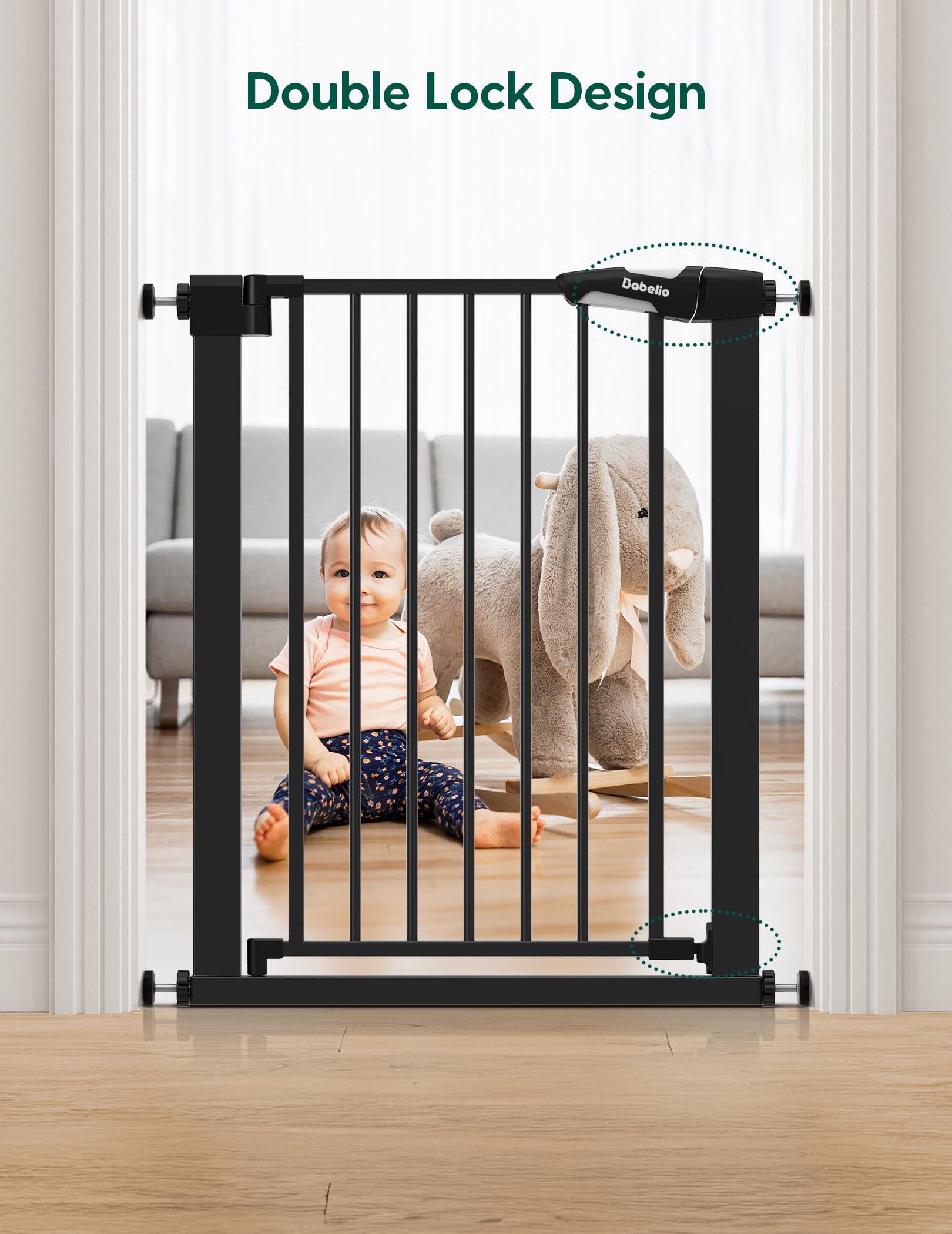 BABELIO pressure‑mounted installation avoids wall damage during setup.
