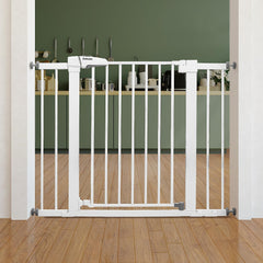 BABELIO safety gate installed with pressure-mount for quick, drill-free setup.