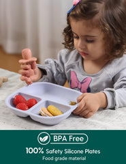 BABELIO silicone plate safety emphasizes 100% food-grade material for gentle mealtime use.