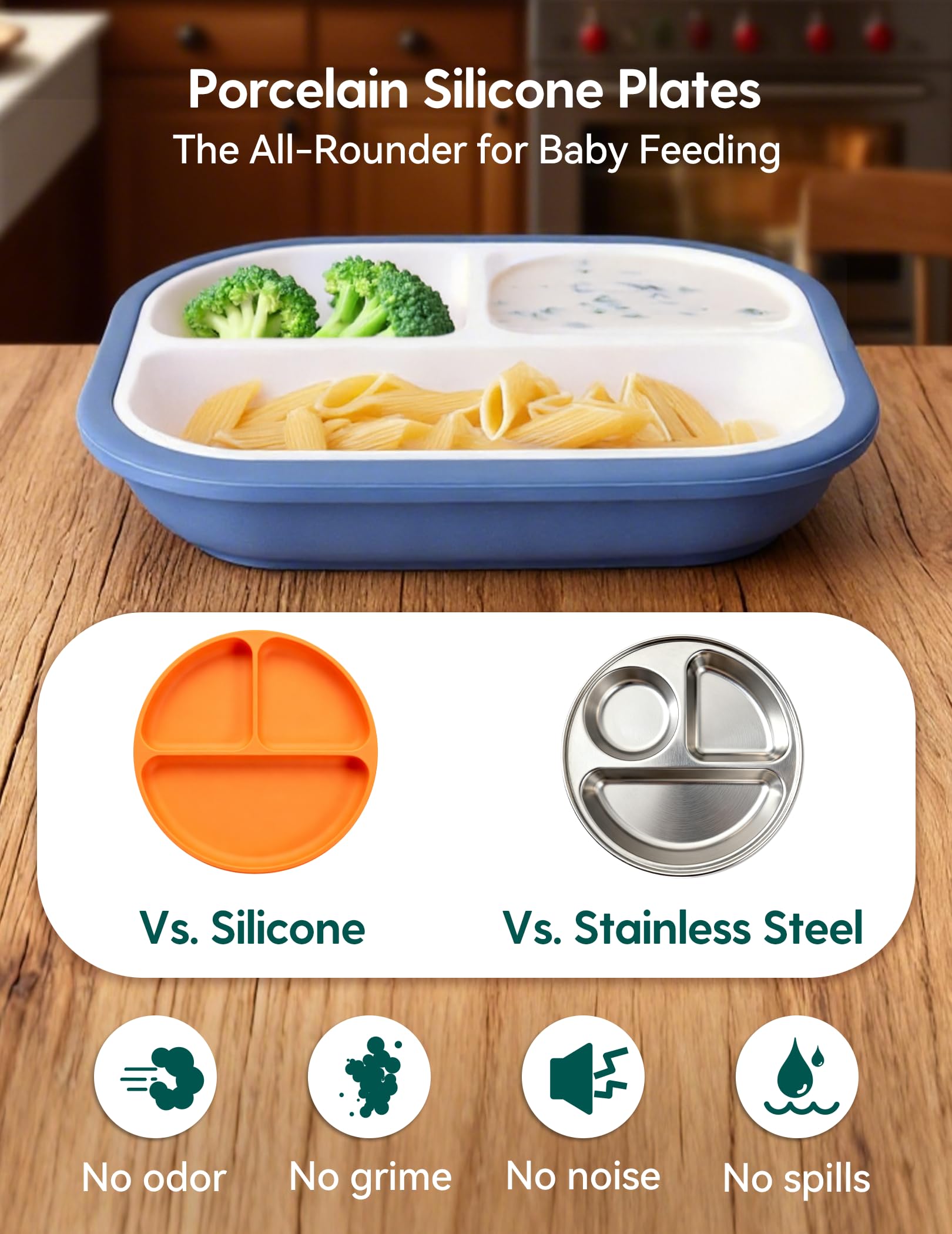 BABELIO silicone suction sleeves provide a secure grip during toddler meals.