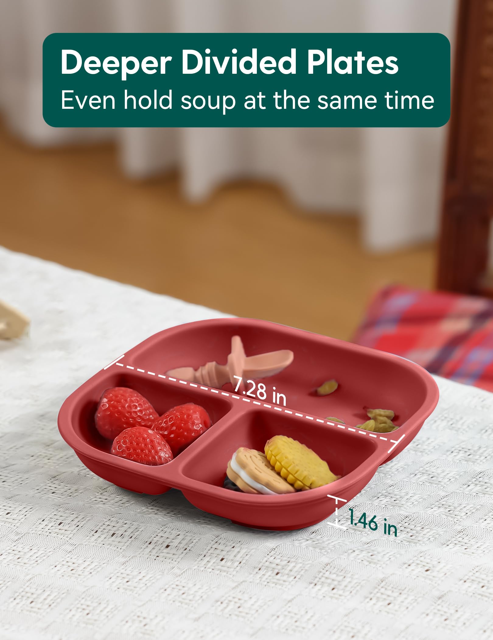 BABELIO stay-put design keeps plates steady on high chair trays during feeding