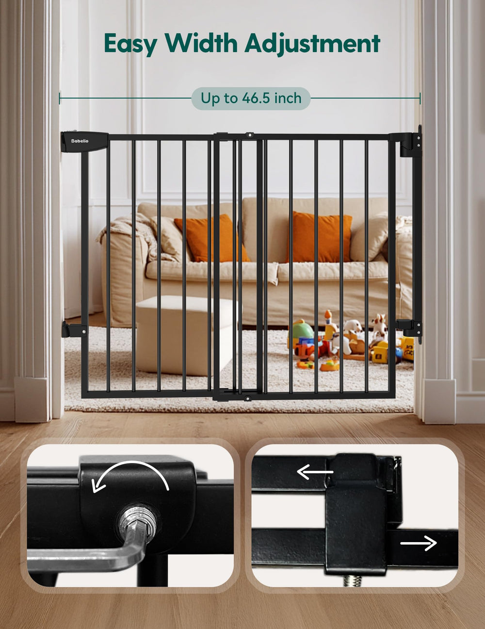 BABELIO steel dual-lock provides durable security during playtime.