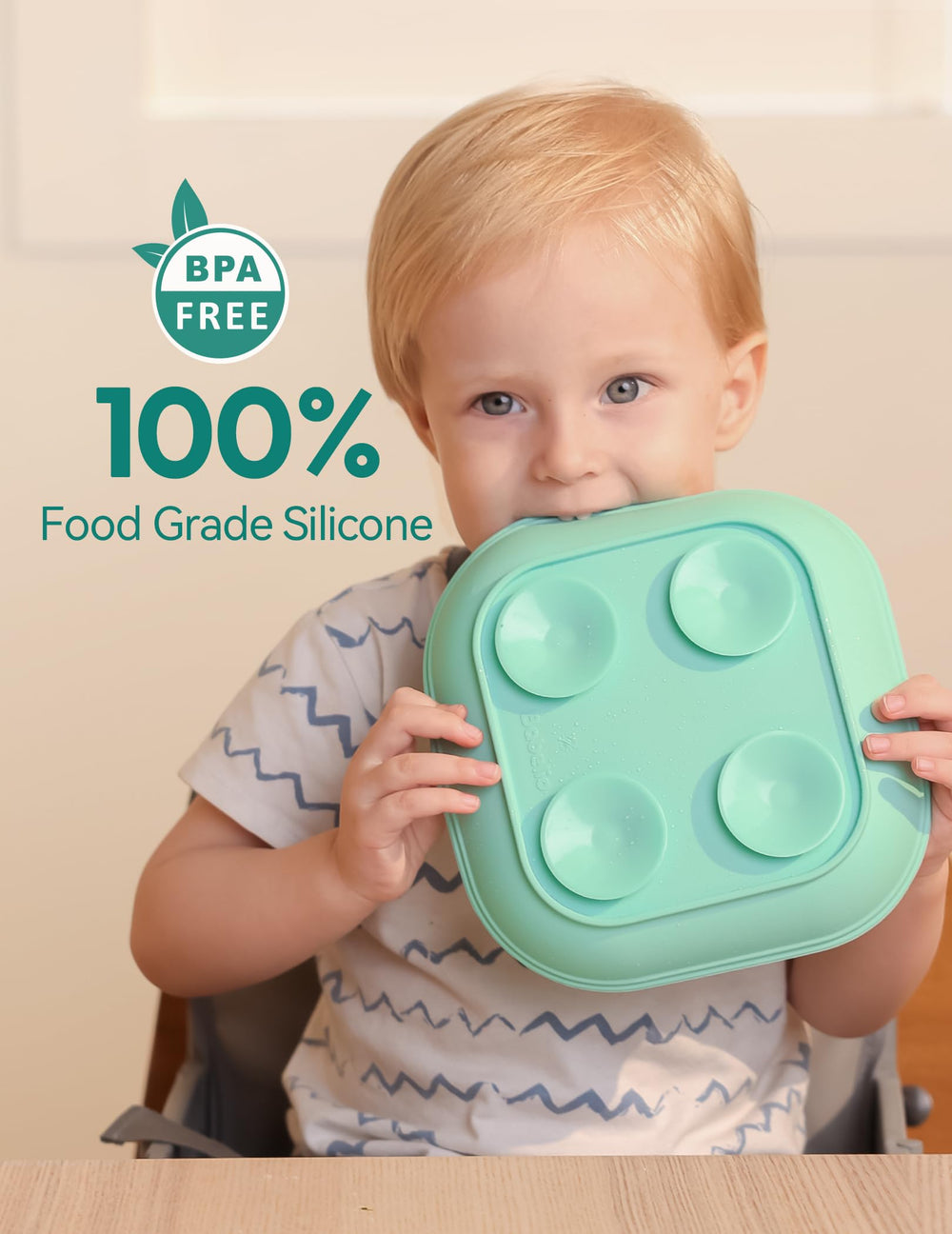 BABELIO suction plate during mealtime reduces spills for toddlers learning self-feeding