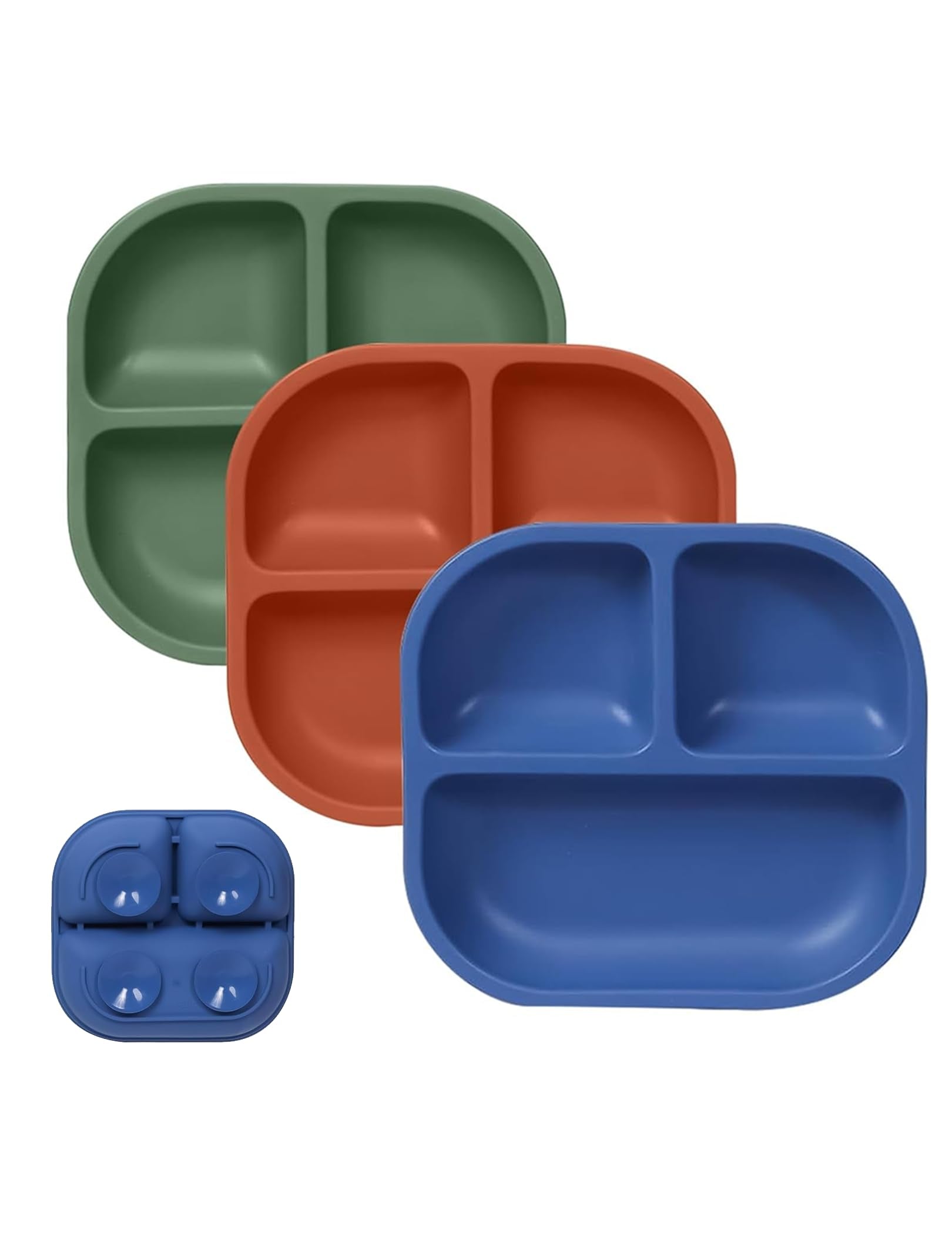 BABELIO suction plate on table with four-point grip for mess-free meals.
