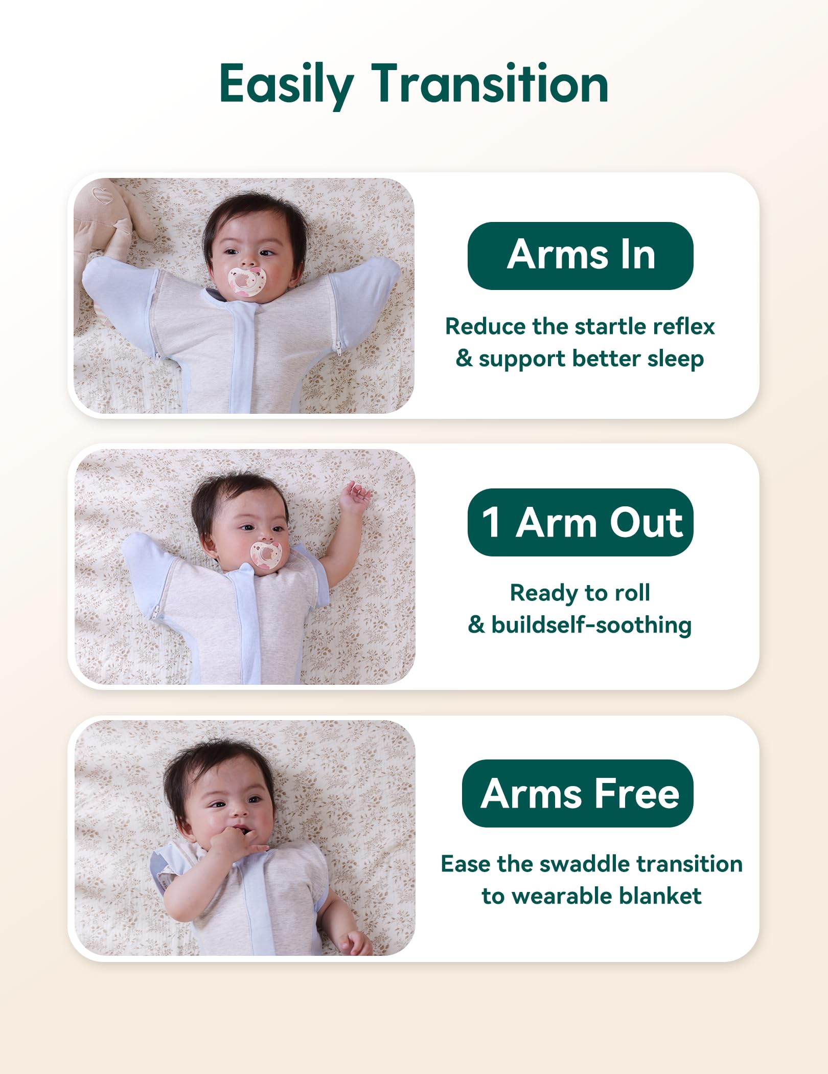 BABELIO swaddle showing temperature strip for visual comfort monitoring