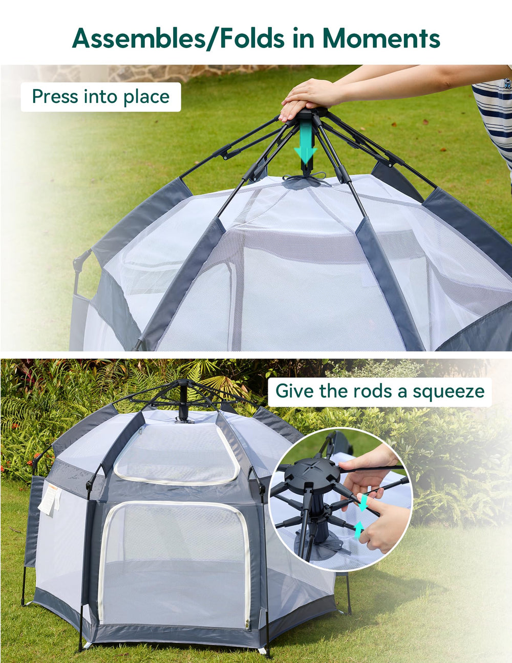 Babelio Toy Storage inside playpen promotes tidy playtime and organization.