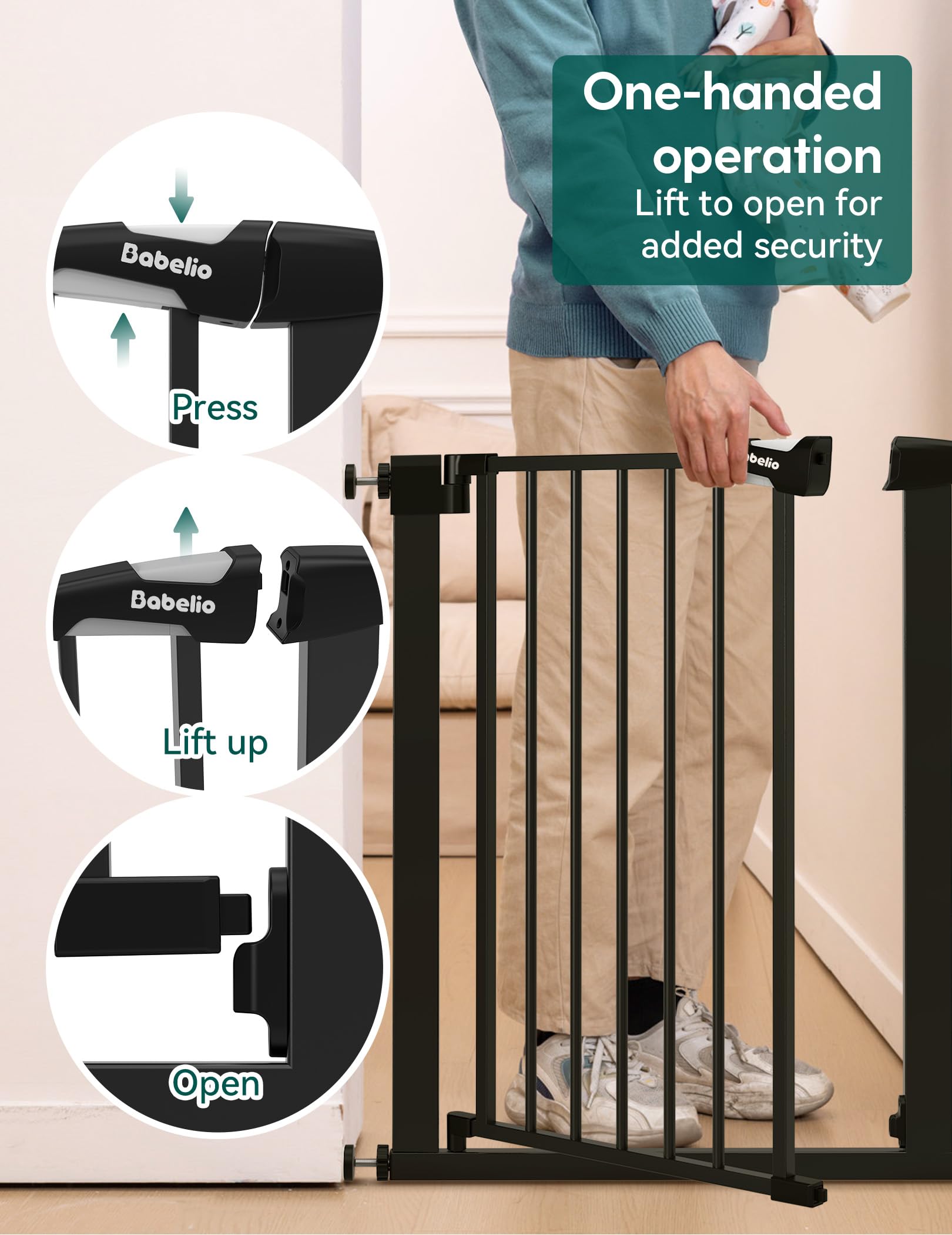 BABELIO two‑way swing design supports flexible home traffic flow.