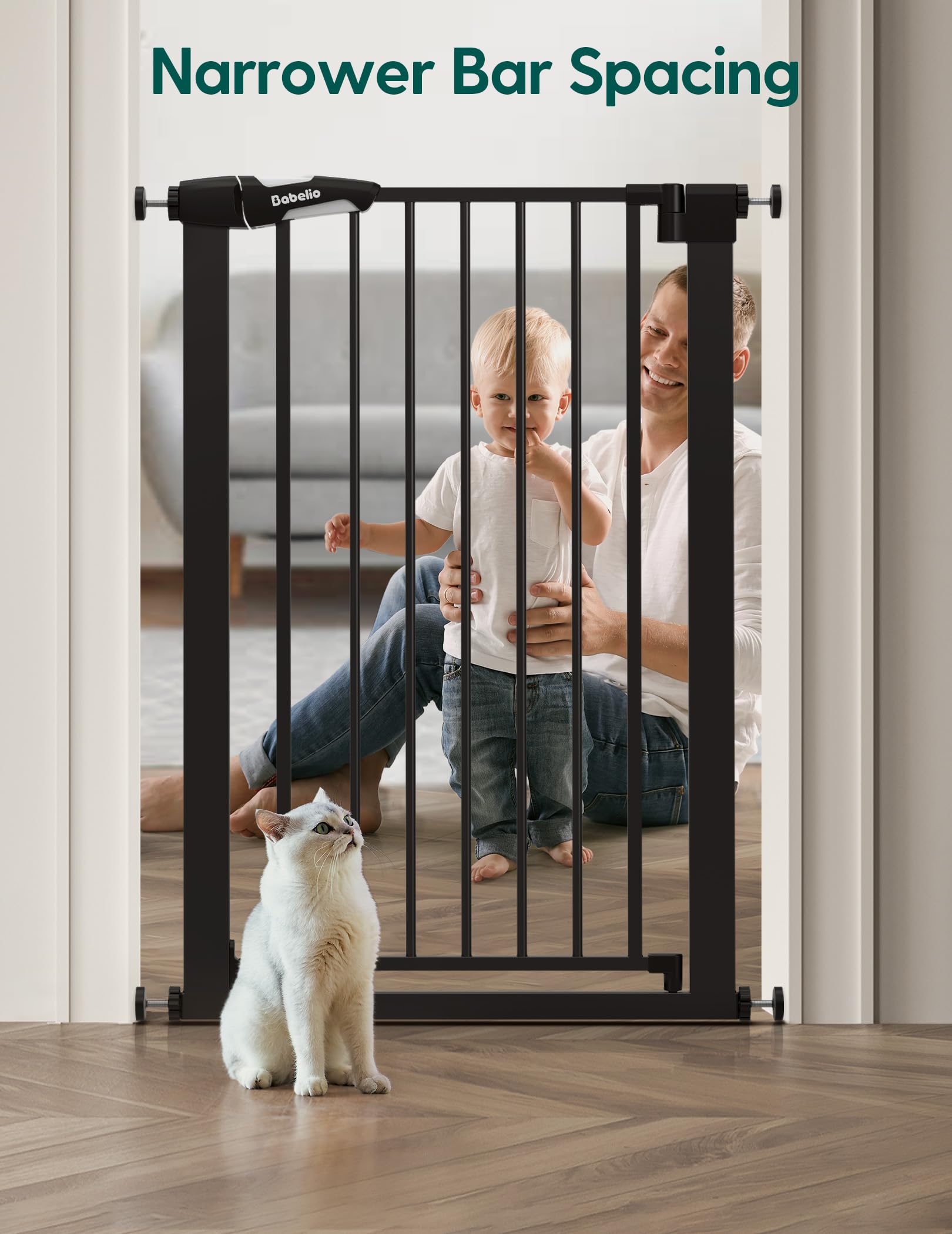 BABELIO gate with two-way swing enables flexible passage in busy homes