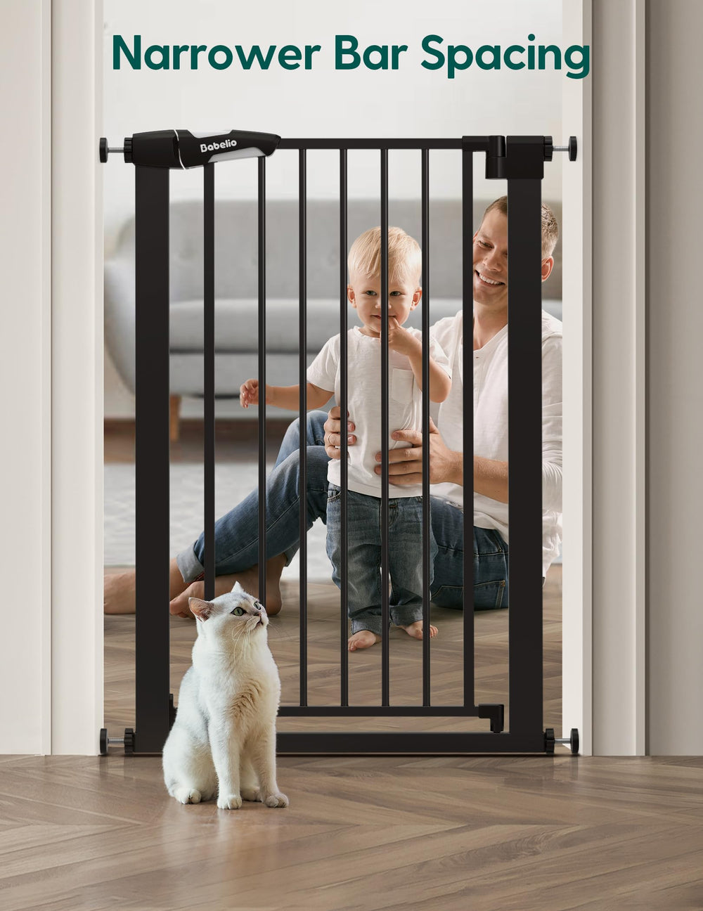 BABELIO gate with two-way swing enables flexible passage in busy homes