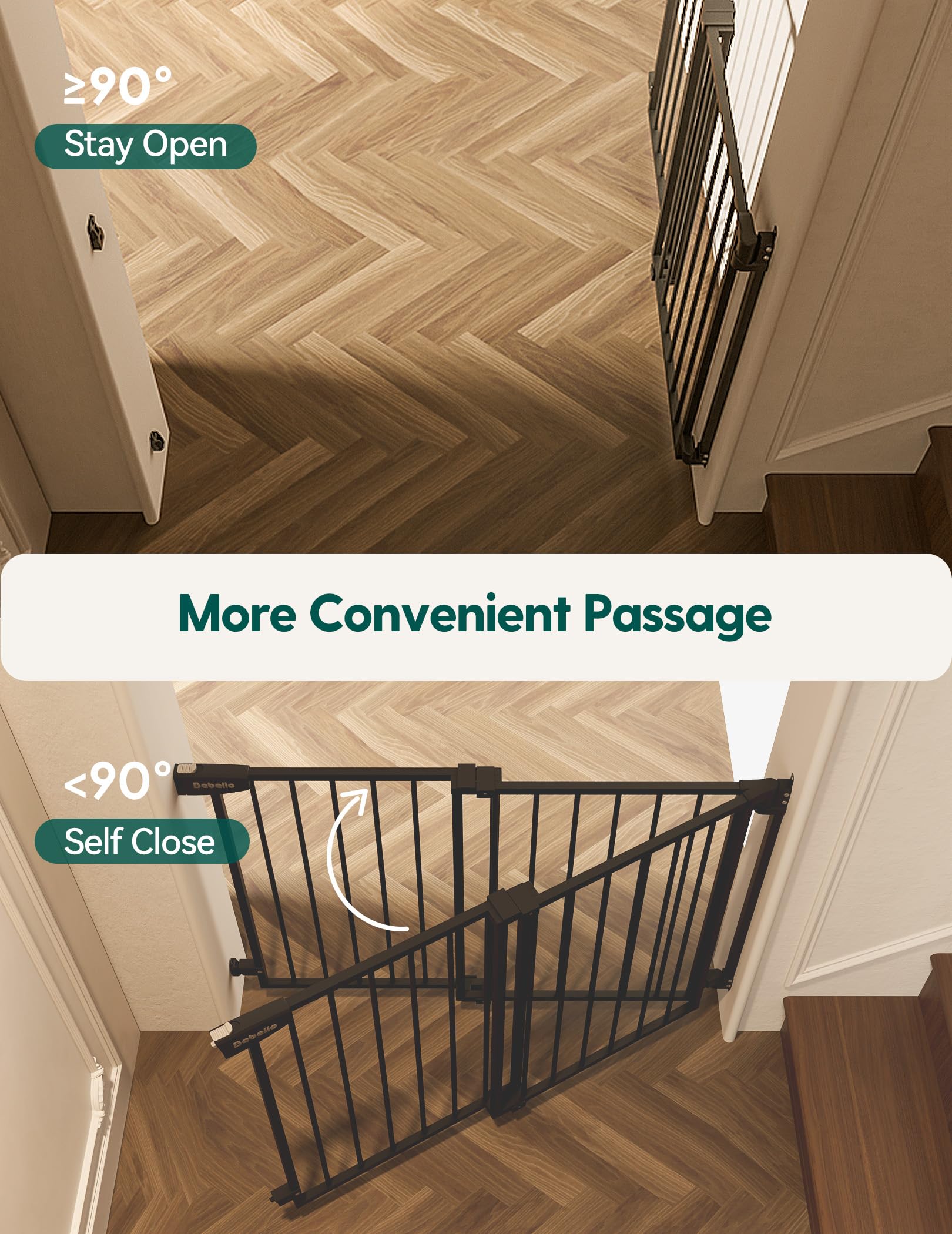 BABELIO walk-through door allows easy access for people and pets.