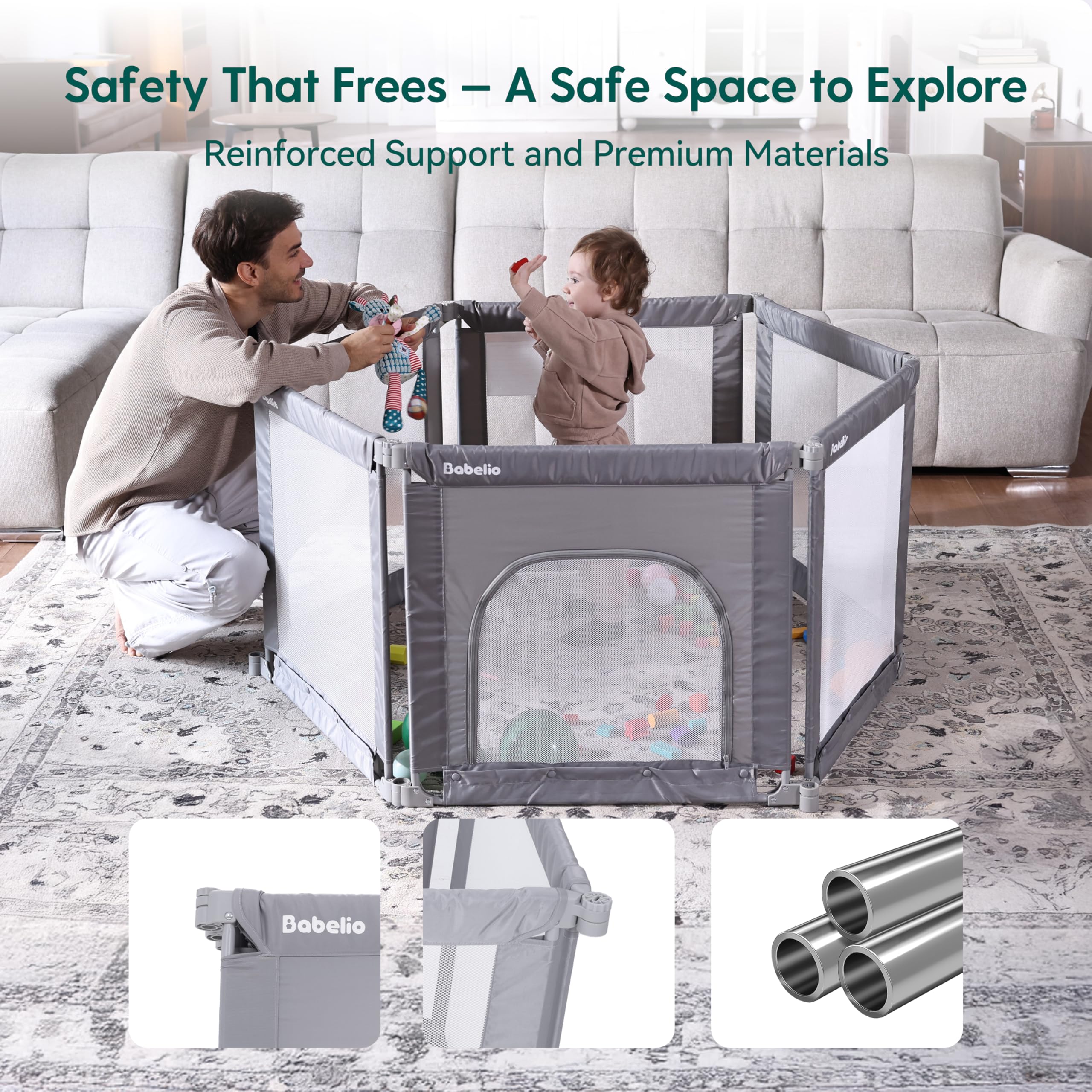 Babelio wall-gate option creates barrier zones to separate busy areas safely.